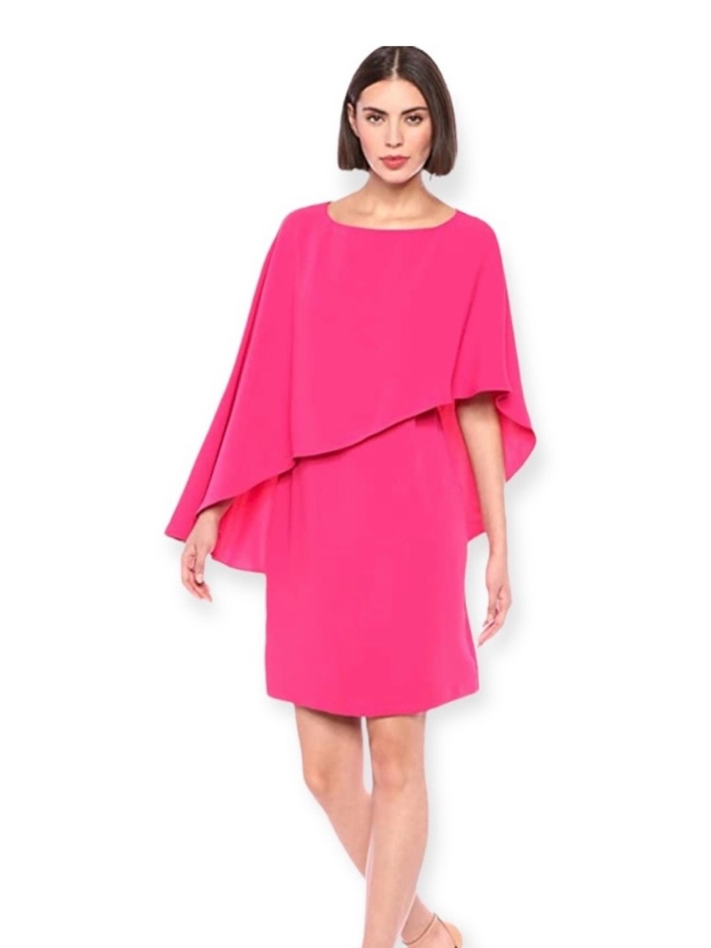 Trina Turk Adore Cape Overlay Dress XL Fuchsia Like New